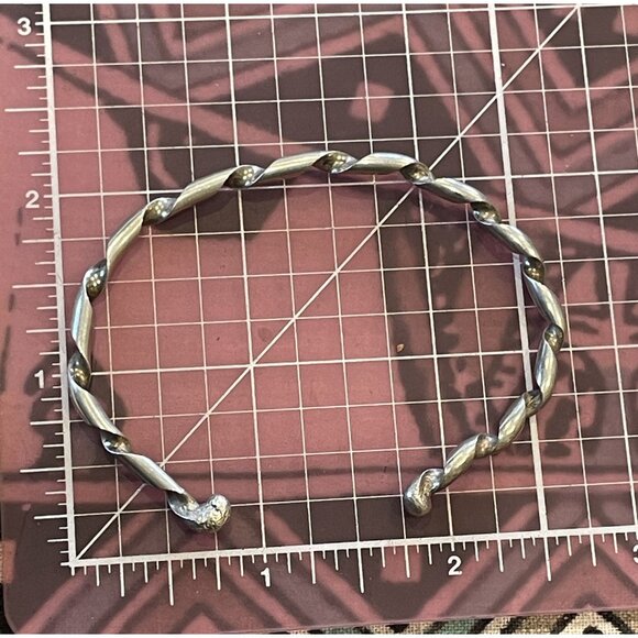 Twisted Sterling Silver Cuff Bracelet 6" Adjustable Vintage Style Minimalist Jew - Picture 3 of 6